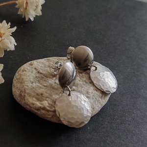 Acél - alumínium bedugós fülbevaló , Ékszer, Fülbevaló, Lógó fülbevaló, Ékszerkészítés, Fémmegmunkálás, MESKA