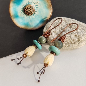 Bibe... vörösréz fülbevaló  - ékszer - fülbevaló - lógó fülbevaló - Meska.hu