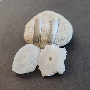 Drúzy achát nemesacél fülbevaló  - ékszer - fülbevaló - lógó fülbevaló - Meska.hu