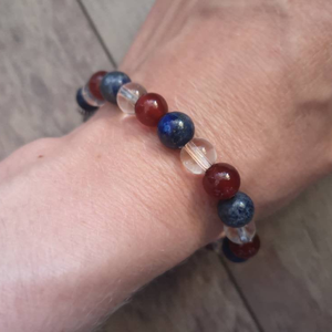 Kreativitás - ásvány karkötő lapis lazuli-val, karneollal és hegyikristállyal - Meska.hu