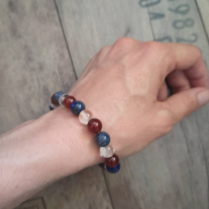 Kreativitás - ásvány karkötő lapis lazuli-val, karneollal és hegyikristállyal - ékszer - karkötő - gyöngyös karkötő - Meska.hu