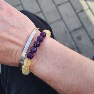 Napfény a Léleknek � citrin és ametiszt karkötő (8 mm), Ékszer, Karkötő, Gyöngyös karkötő, Ékszerkészítés, MESKA