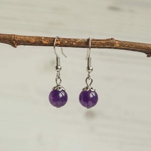 Simplicity - ametiszt fülbevaló 8 mm, Ékszer, Fülbevaló, Lógó fülbevaló, Ékszerkészítés, MESKA