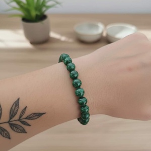 Belső átalakulás � Valódi malachit karkötő (8 mm), Ékszer, Karkötő, Gyöngyös karkötő, Ékszerkészítés, MESKA