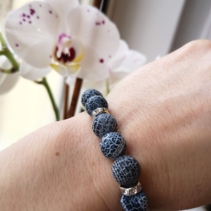 Sparkler - matt fekete achát karkötő 10 mm - Meska.hu