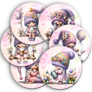 6 db cuki húsvéti manólány kör alakú alátét szett (#27), , , MESKA