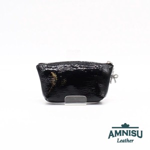 Fekete gyűrt lakk kettő cipzáras kulcstartó B8007 - táska & tok - kulcstartó & táskadísz - kulcstartó - Meska.hu