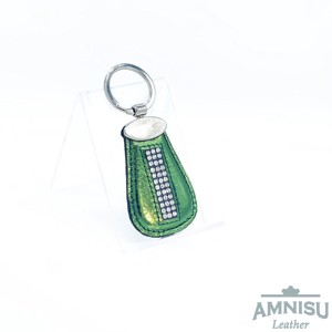 Metál zöld csepp alakú swarovski köves bőr kulcstartó H7008OK - Meska.hu