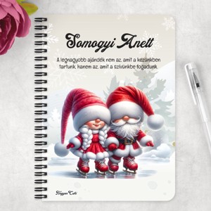 Személyre szabható - Korcsolyázó karácsonyi manók mintás A5-ös füzet - otthon & életmód - papír, írószer - jegyzetfüzet & napló - Meska.hu