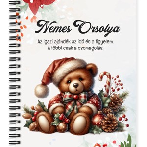 Személyre szabható - Karácsonyi Teddy maci (toboz) mintás A5-ös füzet, Otthon & Életmód, Papír, írószer, Jegyzetfüzet & Napló, , MESKA