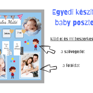 Babaposzter újszülött kisfiúk számára, személyre szabható gyerekszoba dekoráció, letölthető falikép, babaposzter  - művészet - grafika & illusztráció - egyéb rajzok - Meska.hu