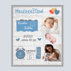 Babaposzter újszülött kisfiúk számára, személyre szabható babaposzter kisfiúk számára, letölthető kép, babaszoba falikép - Meska.hu