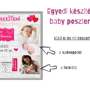 Babaposzter kislányok számára, újszülött kislány babaszoba poszter, személyre szabható babaszoba falikép, letölthető kép - otthon & lakás - dekoráció - kép & falikép - Meska.hu