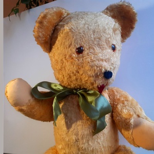 Vintage mackó, antik szalma mackó,  gyűjtői szalmával tömött mackó, vintage szalma teddy maci, nagy vintage mackó  - játék & sport - plüssállat & játékfigura - maci - Meska.hu