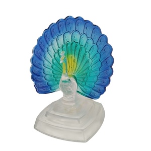 Vintage kristály páva, francia vintage színpompás üveg páva, Art deco stílusú üveg szobor , Otthon & Életmód, Dekoráció, Asztal és polc dekoráció, Díszüveg, Kerámia, MESKA