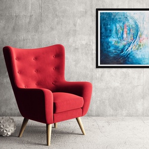 Abstrakt festmény, Mystic City, strukturált 3D hatású akril festmény - művészet - festmény - akril - Meska.hu