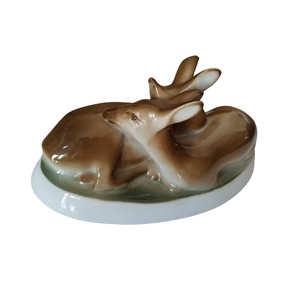 Zsolnay porcelán, gyűjtői vintage kerámia, Zsolnay őzi anya és gidája, Művészet, Szobor, Kerámia, Kerámia, MESKA