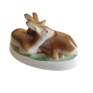 Zsolnay porcelán, gyűjtői vintage kerámia, Zsolnay őzi anya és gidája - művészet - szobor - kerámia - Meska.hu