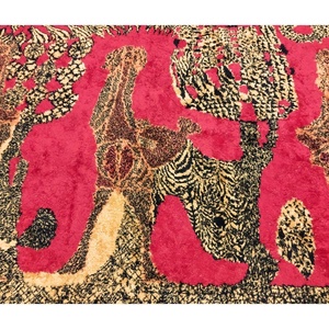 Mid Century mokett faliszőnyeg, Vintage piros falvédő, Retro modern minimalista fali szőnyeg, Gyűjtői retro falvédő - otthon & életmód - dekoráció - fali és függő dekoráció - falra akasztható dekor - Meska.hu