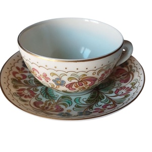 RITKA! Zsolnayaranykontúrozott kávéscsésze, Körpecsétes Zsolnay porcelán kávéscsésze  aljjal - Meska.hu
