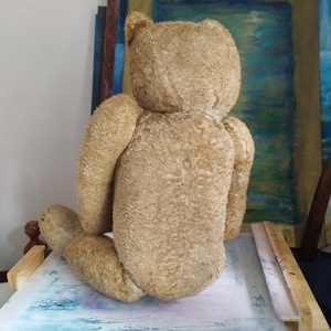 Vintage szalma mackó, Antik brummogó maci, Vintage gyűjtői szalmával tömött mackó, Antik világos színű teddy maci - játék & sport - plüssállat & játékfigura - maci - Meska.hu