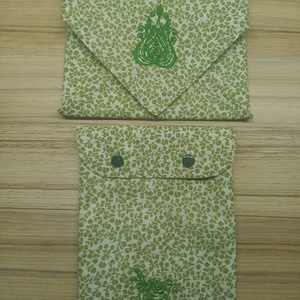 Hímzett zöld virágos újraszalvéta és Snack Bag, Otthon & Életmód, Konyhafelszerelés, tálalás, Konyhai textil, Szalvéta, Varrás, Hímzés, MESKA