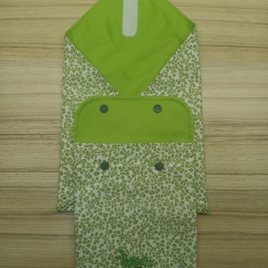 Hímzett zöld virágos újraszalvéta és Snack Bag - otthon & életmód - konyhafelszerelés, tálalás - konyhai textil - szalvéta - Meska.hu