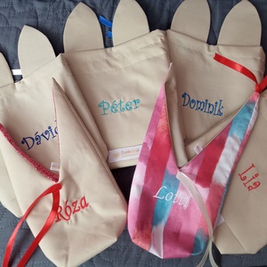 Nyuszi fül zsák, név hímzéssel - otthon & életmód - papír, írószer - Meska.hu