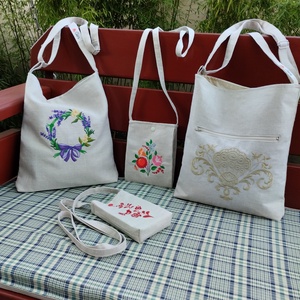 Vászon válltáska táska- Levendula koszorú - táska & tok - bevásárlás & shopper táska - shopper, textiltáska, szatyor - Meska.hu