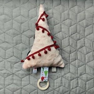 Karácsonyfa babáknak, barack színű-bordó rojtos - játék & sport - 3 éves kor alattiaknak - alvóka & rongyi - Meska.hu