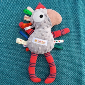 Játszó pajti, szürke- piros, csíkos - baba - mama - baba játékok - szundikendő, alvóka - Meska.hu