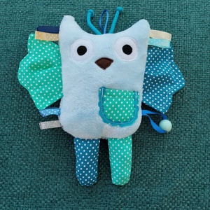 Játszó pajti, bagoly-türkiz, Baba - mama, Baba játékok, Szundikendő, alvóka, Varrás, MESKA