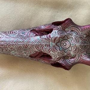 Bíbor- ezüst-zöld mandalás szarvaskoponya - otthon & életmód - dekoráció - spiritualitás - mandala - Meska.hu