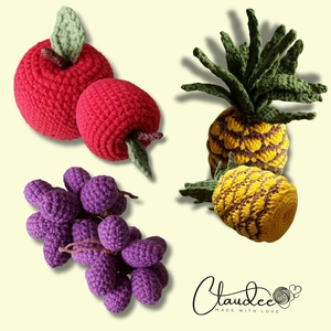 Horgolt őszi gyümölcskosár - játék & sport - plüssállat & játékfigura - plüss zöldség, gyümölcs - Meska.hu