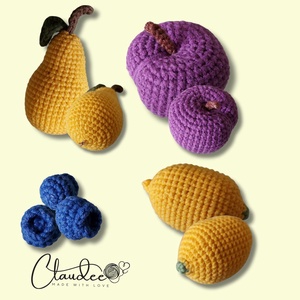 Horgolt őszi gyümölcskosár - játék & sport - plüssállat & játékfigura - plüss zöldség, gyümölcs - Meska.hu