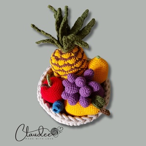 Horgolt őszi gyümölcskosár, Játék & Sport, Plüssállat & Játékfigura, Plüss zöldség, gyümölcs, Horgolás, MESKA