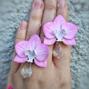 Orchidea fülbevaló - Meska.hu
