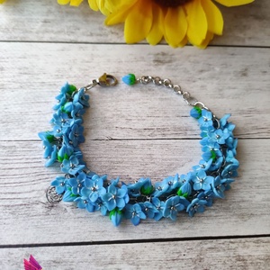 Nefelejcs karkötő, Ékszer, Karkötő, Charm karkötő, Ékszerkészítés, Gyurma, MESKA