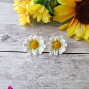 Margar�ta bedugós fülbevaló, Ékszer, Fülbevaló, Pötty fülbevaló, Ékszerkészítés, Gyurma, MESKA