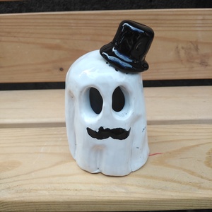 Bajuszos szellem, Otthon & Életmód, Dekoráció, Halloween, Halloweeni asztaldísz, Agyagozás, Kerámia, MESKA