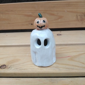 Szellem mini tökkel, Otthon & Életmód, Dekoráció, Halloween, Halloweeni asztaldísz, Agyagozás, Kerámia, MESKA