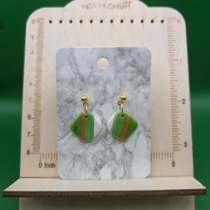 Kézműves fülbevaló polimer gyurmából (polymer clay) - kicsi, négyszögletes - 003, Ékszer, Fülbevaló, Lógó fülbevaló, Ékszerkészítés, Gyurma, MESKA