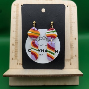 Kézműves fülbevaló polimer gyurmából (polymer clay) - két részes - 005, Ékszer, Fülbevaló, Lógó fülbevaló, Ékszerkészítés, Gyurma, MESKA