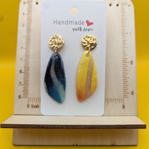 Kézműves fülbevaló polimer gyurmából (polymer clay) - két színű - 004, Ékszer, Fülbevaló, Lógó fülbevaló, Ékszerkészítés, Gyurma, MESKA