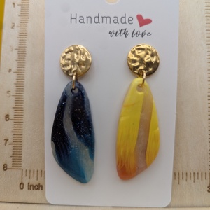 Kézműves fülbevaló polimer gyurmából (polymer clay) - két színű - 004 - ékszer - fülbevaló - lógó fülbevaló - Meska.hu