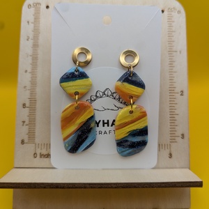 Kézműves fülbevaló polimer gyurmából (polymer clay) - két részes - 010, Ékszer, Fülbevaló, Lógó fülbevaló, Ékszerkészítés, Gyurma, MESKA