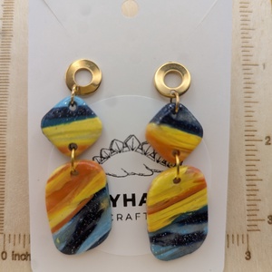 Kézműves fülbevaló polimer gyurmából (polymer clay) - két részes - 010 - ékszer - fülbevaló - lógó fülbevaló - Meska.hu