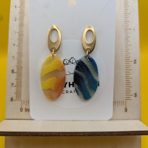 Kézműves fülbevaló polimer gyurmából (polymer clay) - ovális - 012, Ékszer, Fülbevaló, Lógó fülbevaló, Ékszerkészítés, Gyurma, MESKA