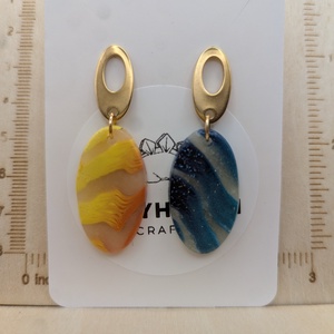 Kézműves fülbevaló polimer gyurmából (polymer clay) - ovális - 012 - ékszer - fülbevaló - lógó fülbevaló - Meska.hu