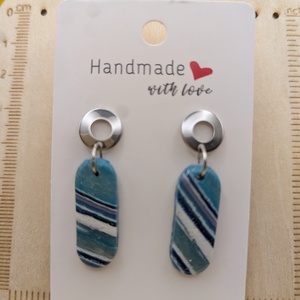 Kézműves fülbevaló polimer gyurmából (polymer clay) - hosszúkás - 014, Ékszer, Fülbevaló, Lógó fülbevaló, Ékszerkészítés, Gyurma, MESKA